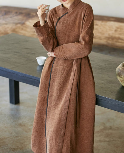 edoa Cracked Mud Silk Charmeuse Cheongsam Coat