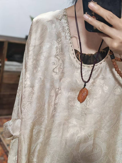 edoa Mulberry Silk Flowery Hualuo Tunic