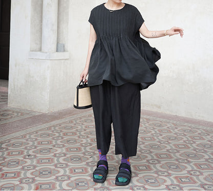 edoa Cracked Mud Silk Charmeuse Grandma Pants