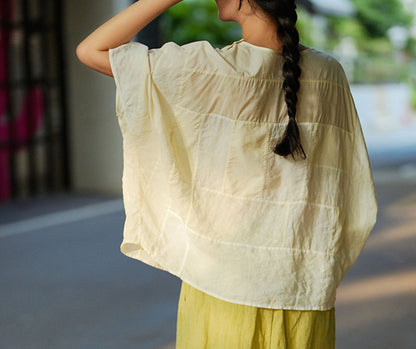 edoa Linen and Tussah Silk Patchwork Blouse