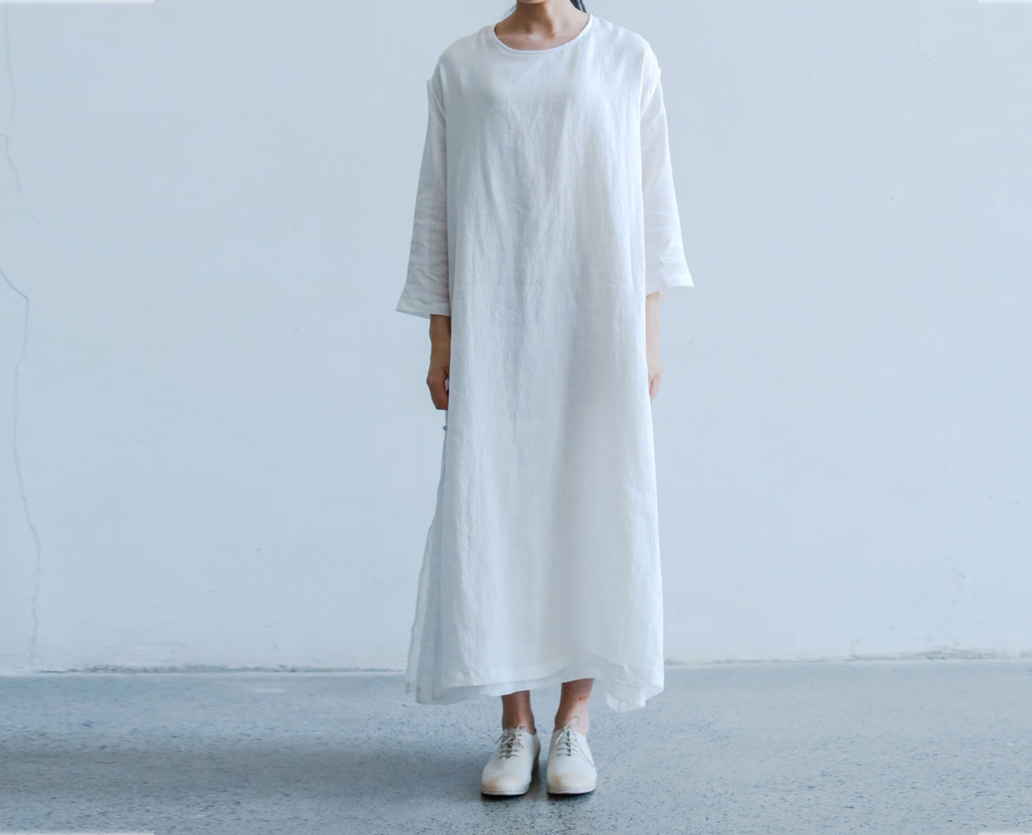 edoa White Ramie Layered Dress 