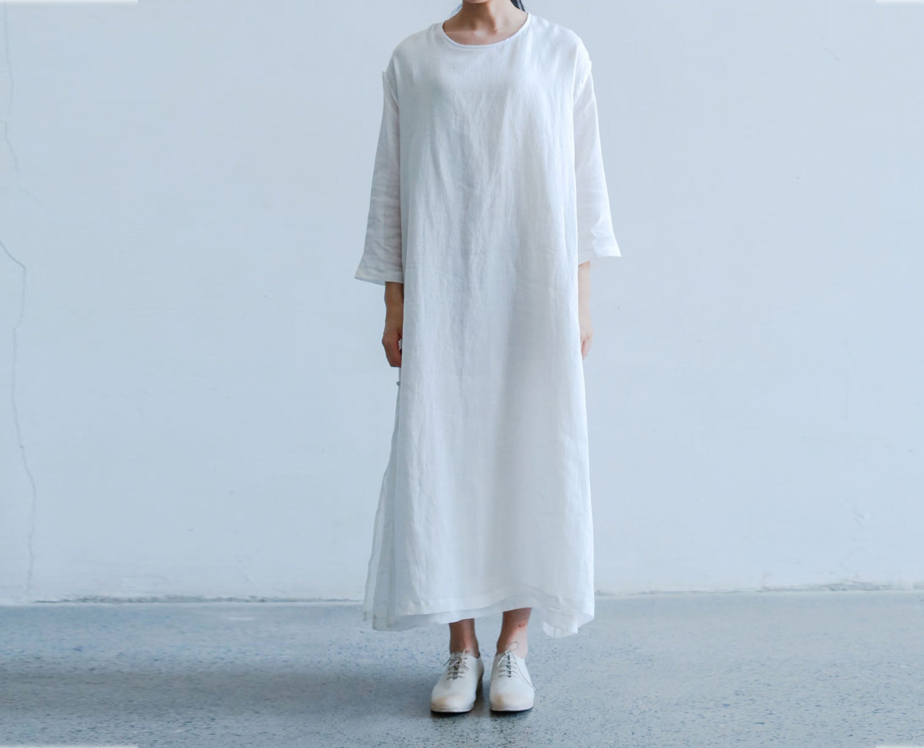 edoa White Ramie Layered Dress 