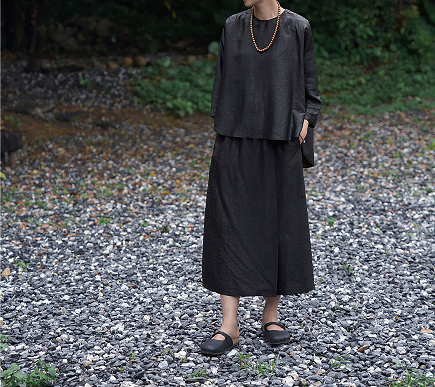 edoa Intangible Cultural Heritage Cracked Mud Silk A-line Skirt