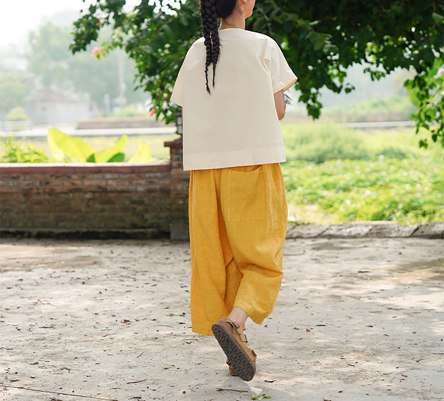 edoa Linen Above Ankle Length Trousers