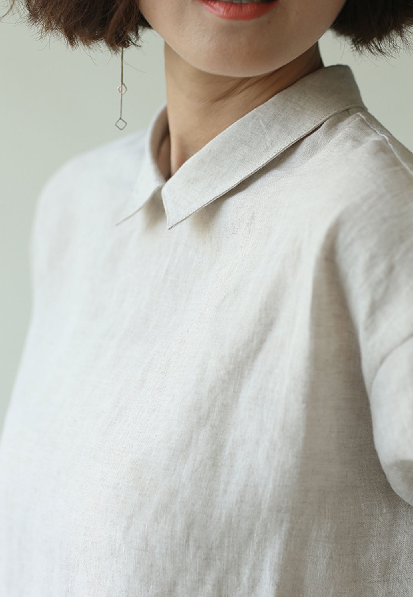 edoa Washed Linen Long Sleeve Blouse