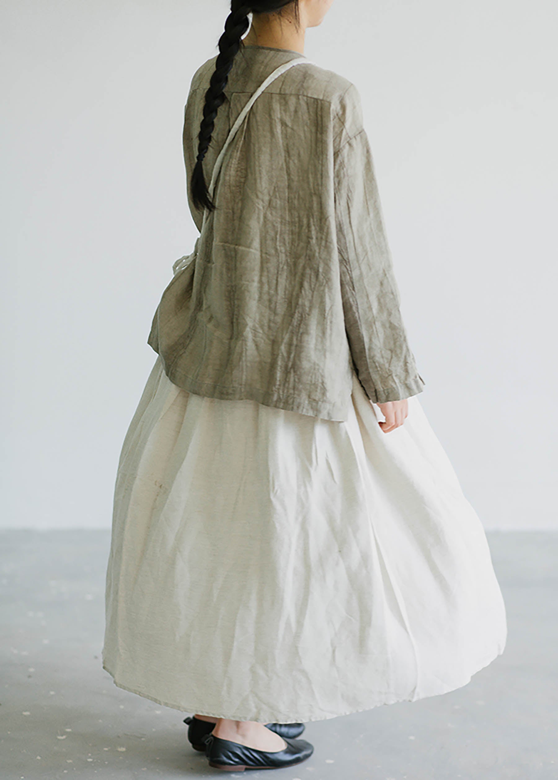 edoa Crinkled Tie Dyed Linen Pleated Shirt