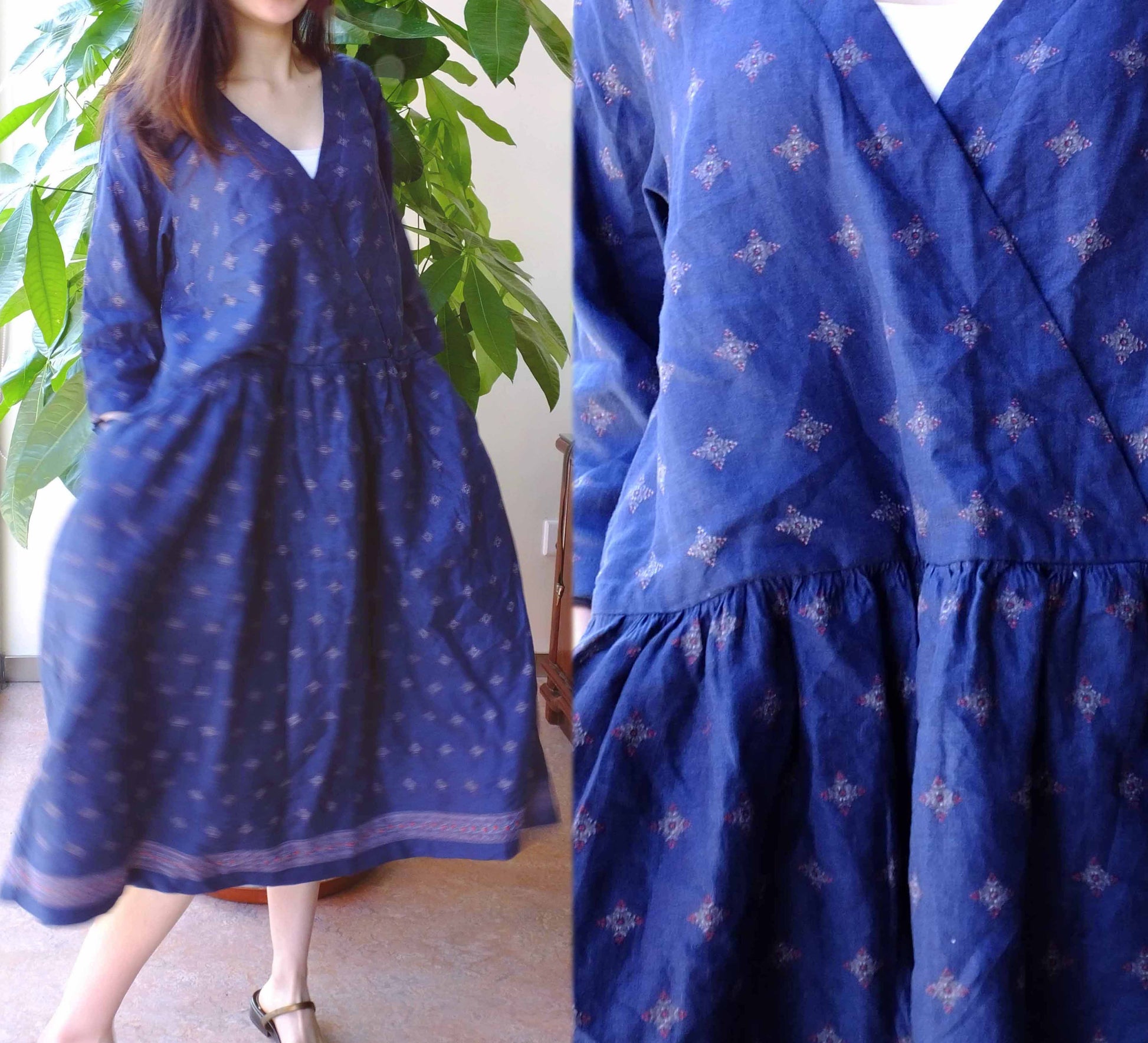 edoa Printed Linen Smock Dress 