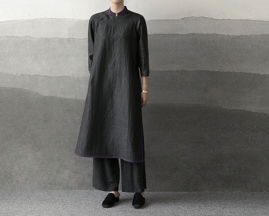 edoa Cracked Mud Silk A-line Qipao 