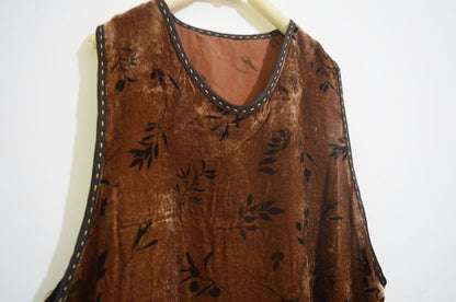 Loose Plant Dyed Silk Velvet Vest to0326 X019