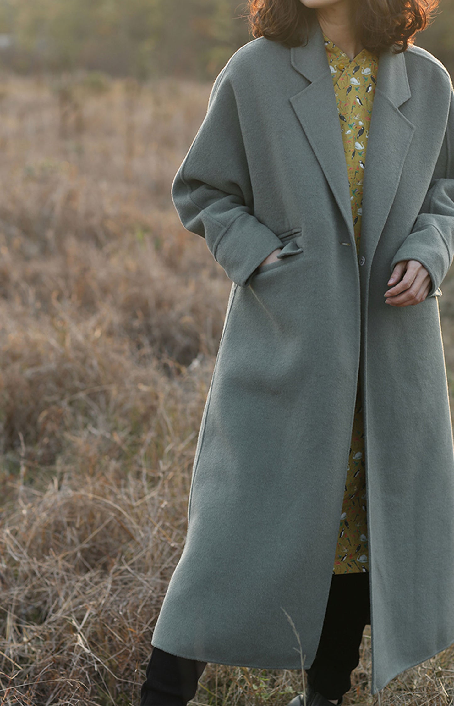 edoa Minimalist Double-faced Wool Cashmere Maxi Coat 