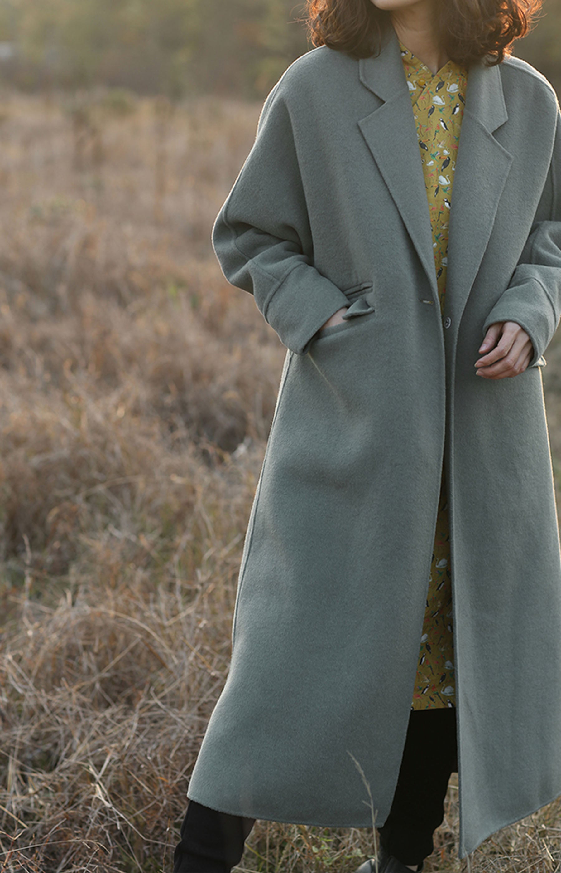 edoa Minimalist Double-faced Wool Cashmere Maxi Coat 