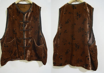 Loose Dioscorea Dyed Silk Velvet Chinese Vest to0328 X022