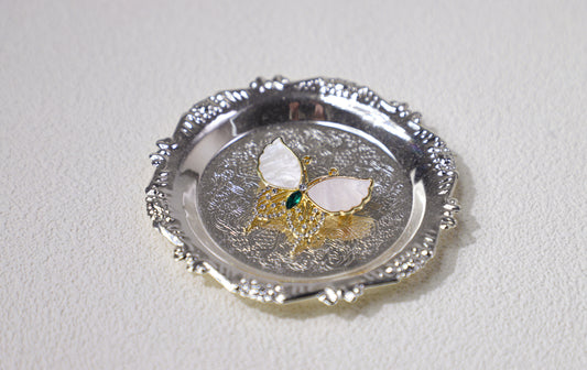 edoa Butterfly Mother of Pearl Emerald Brooch