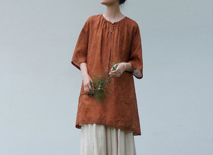 edoa Loose Fitting Mud Silk Tunic 