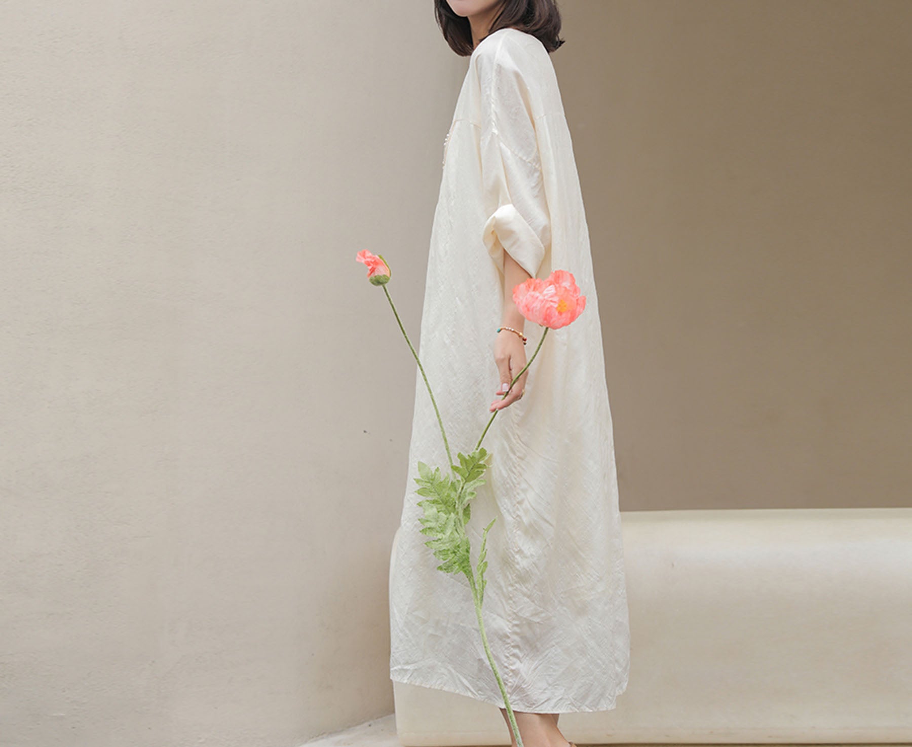 edoa Minimalist Tussah Silk Tunic Dress