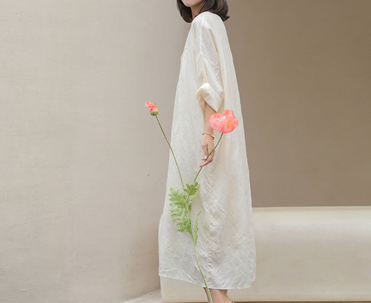 edoa Minimalist Tussah Silk Tunic Dress