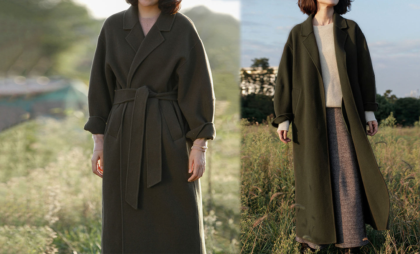 edoa Minimalist Double-faced Wool Cashmere Maxi Coat 