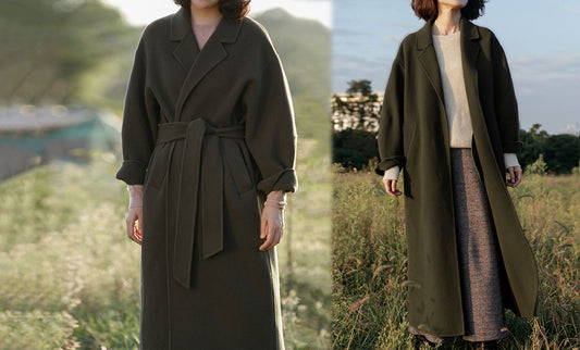 edoa Minimalist Double-faced Wool Cashmere Maxi Coat 