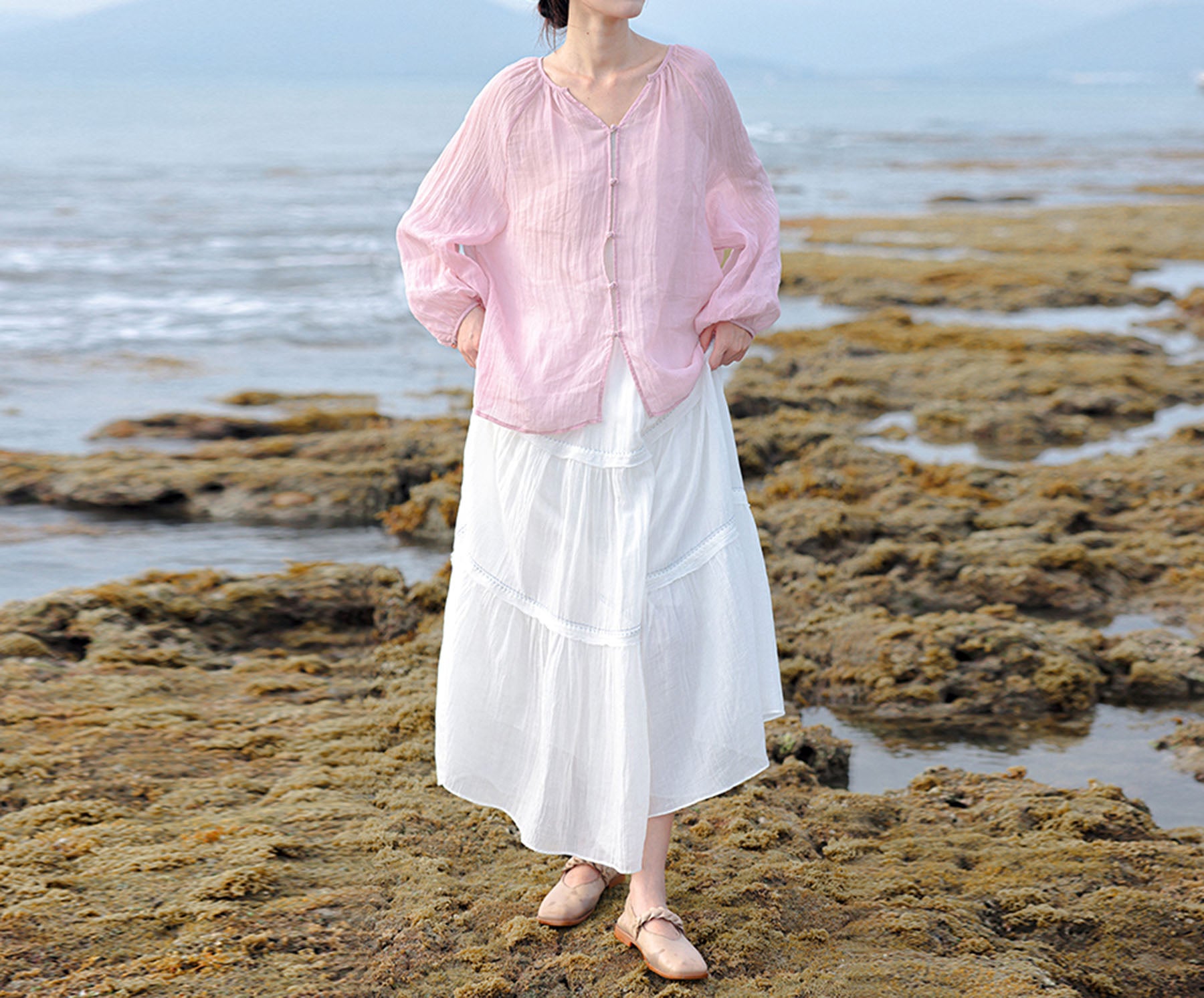 edoa Crinkled Tiered Maxi Skirt