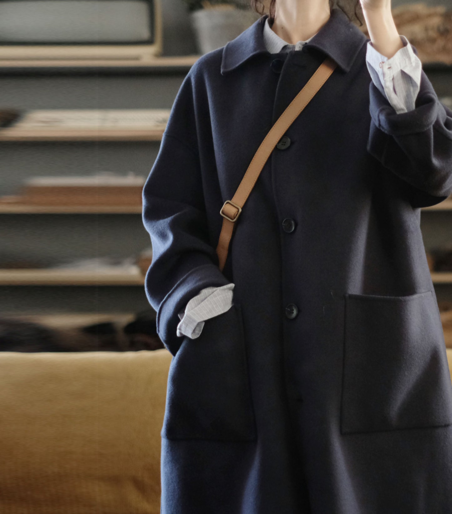 edoa Minimalist Oversized Double Faced Wool Coat