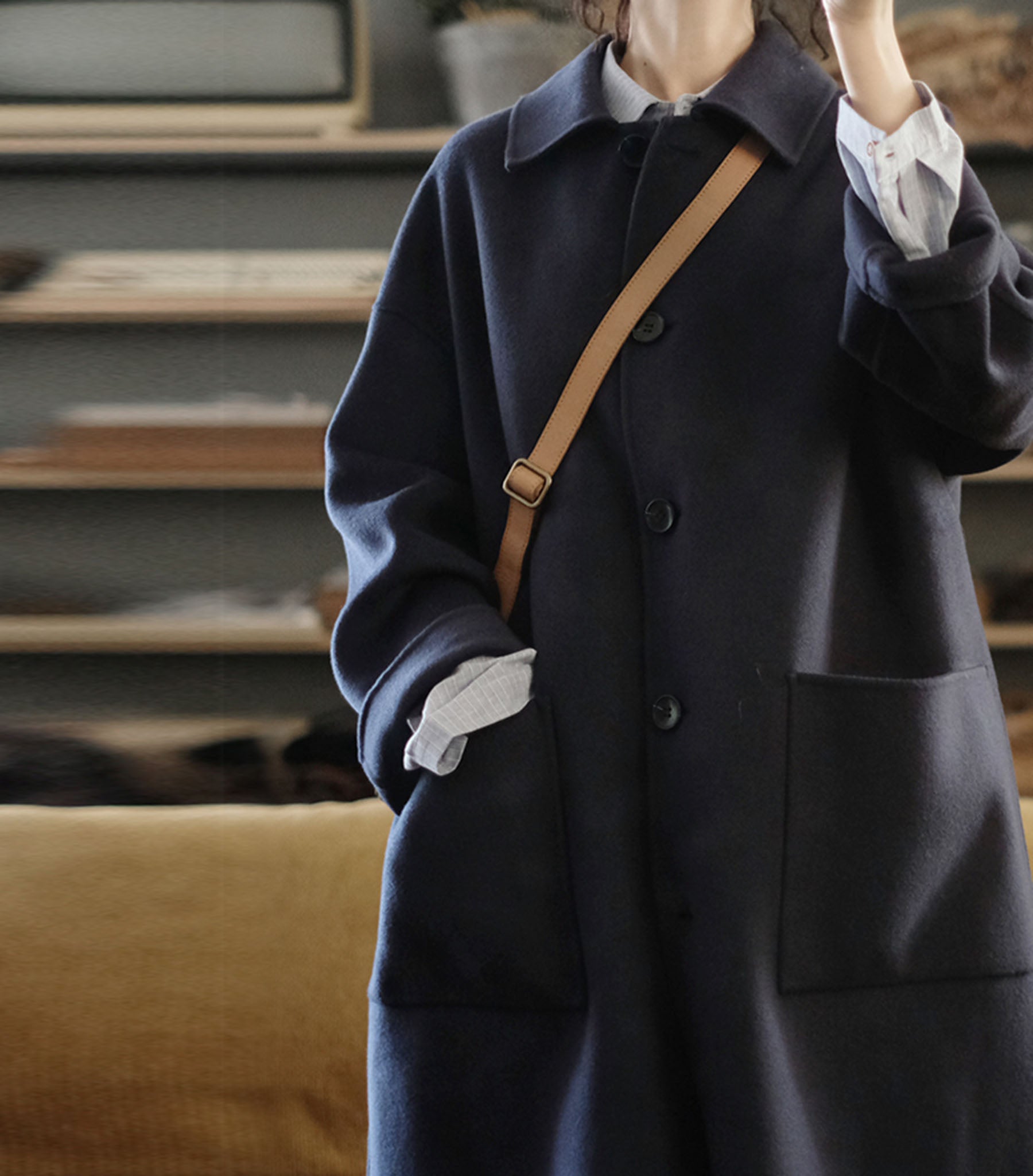 edoa Minimalist Oversized Double Faced Wool Coat