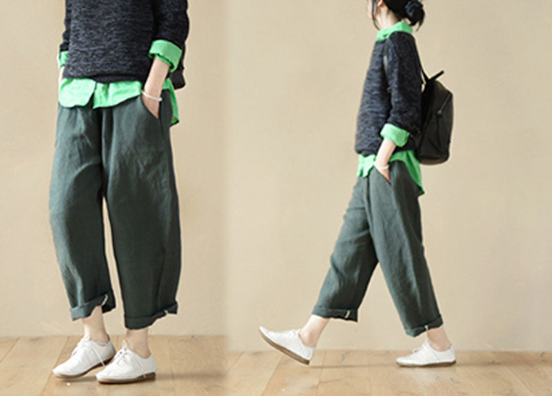 edoa Tapered Boyfriend Washed Linen Pants