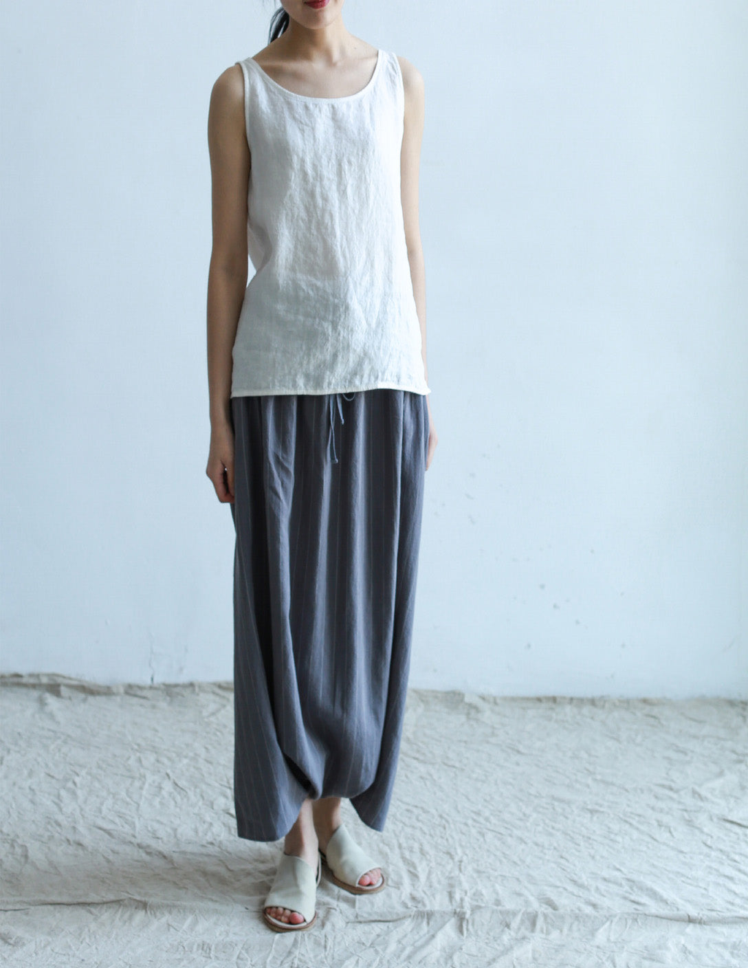 edoa White Washed Linen Tank Top