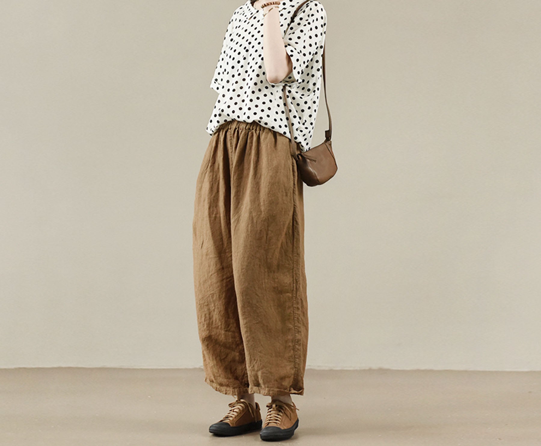 edoa Tapered Boyfriend Heavy Weight Washed Linen Pants