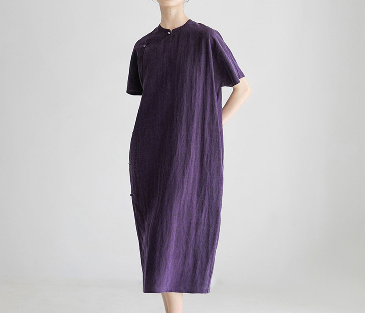 edoa Cracked Mud Silk Qipao 