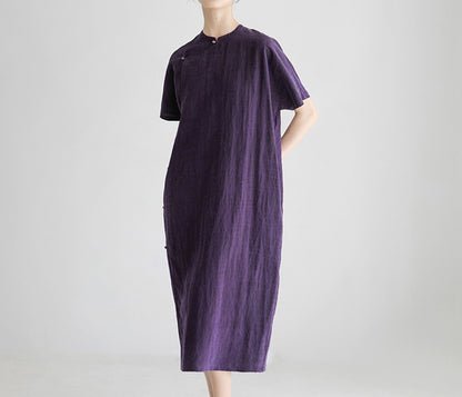 edoa Cracked Mud Silk Qipao 