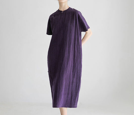 edoa Cracked Mud Silk Qipao 