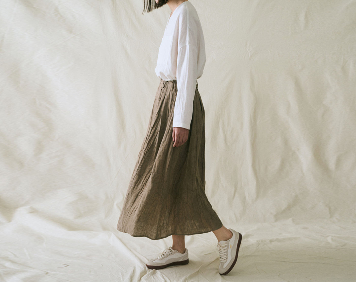 edoa White Double Layer Cotton Blouse