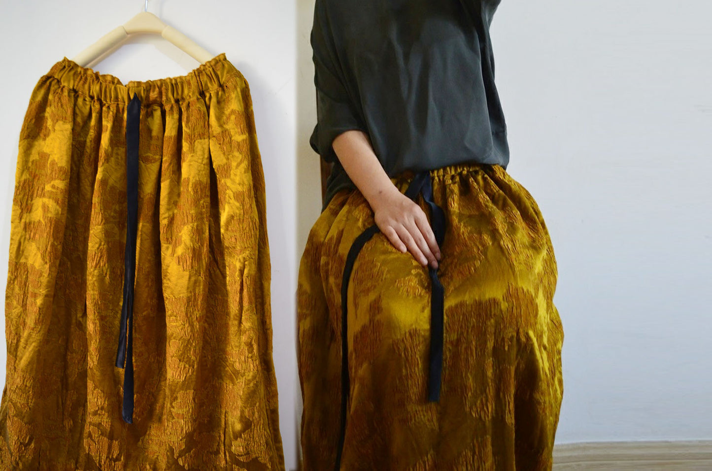 Silk Rayon Blend Jacquard Skirt sk0044 A174