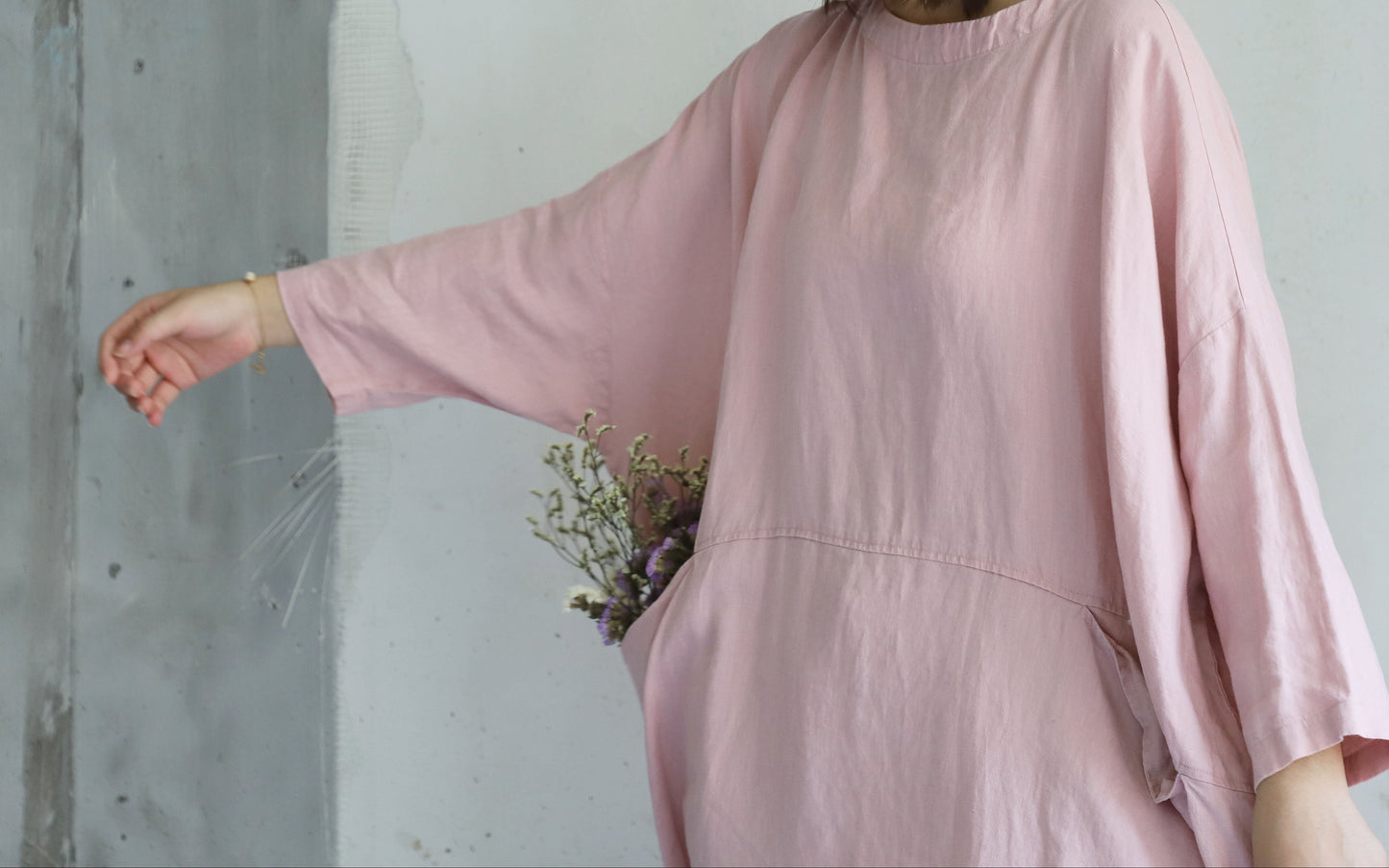 edoa Oversized Linen Smock Top Tunic