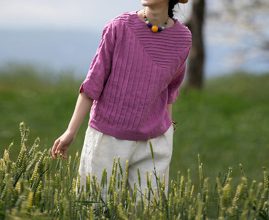 edoa Hand-pintucked Linen Blouse