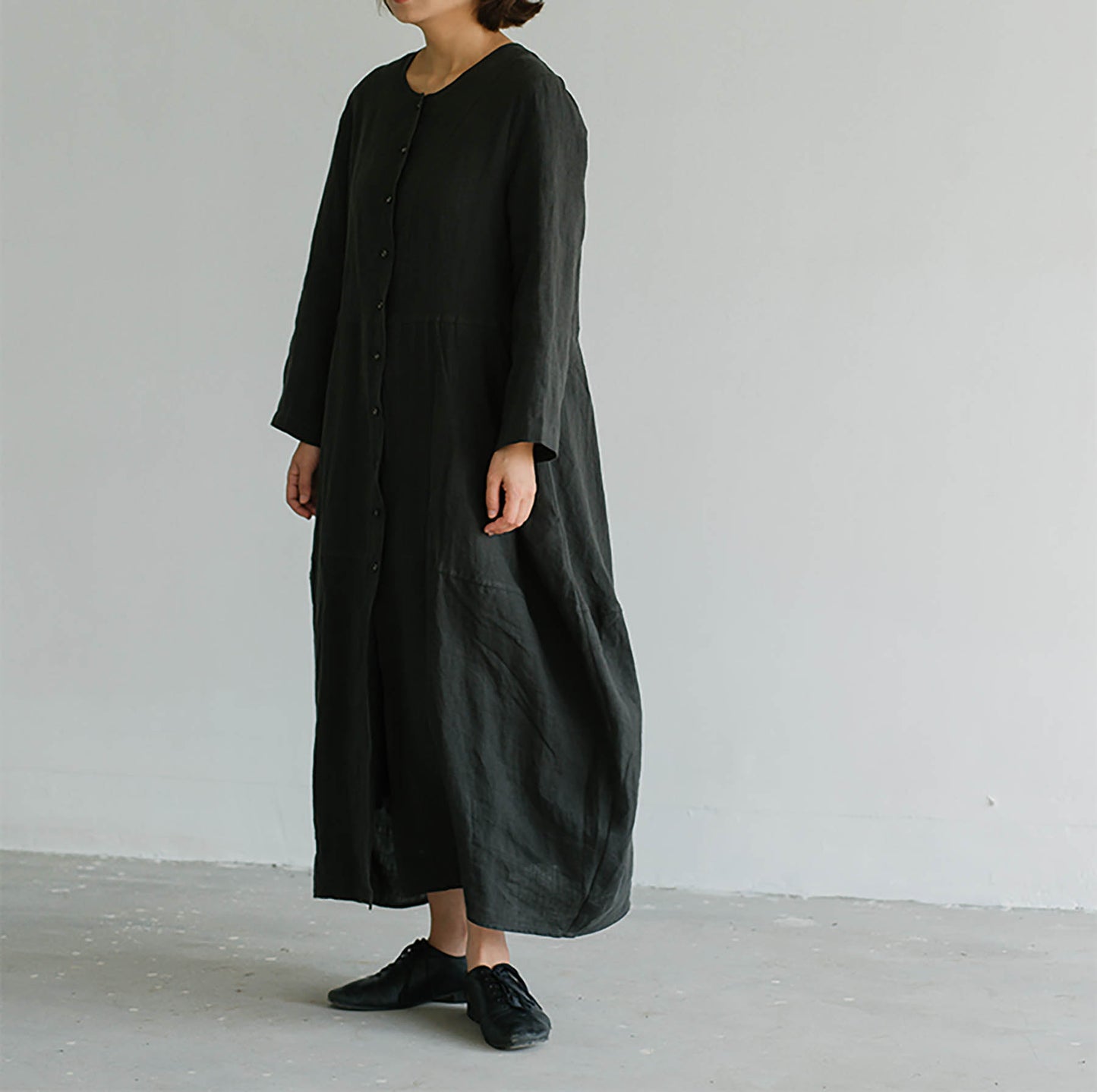 edoa Relaxed Fit Linen Cocoon Dress