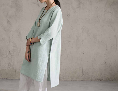 Plus Size Washed Linen Dress dr0154 758