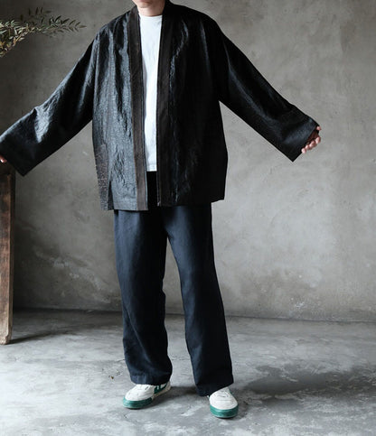 edoa Cracked Mud Silk Haori Jacket