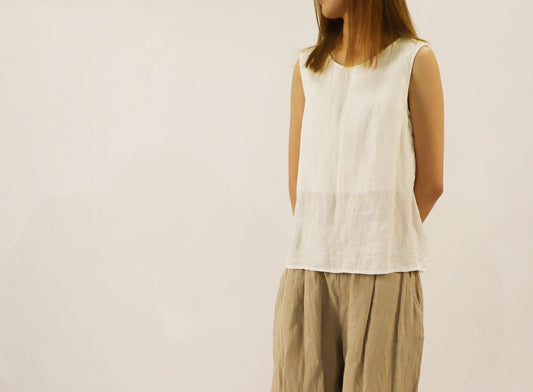 edoa Washed Linen Cross Back Tank