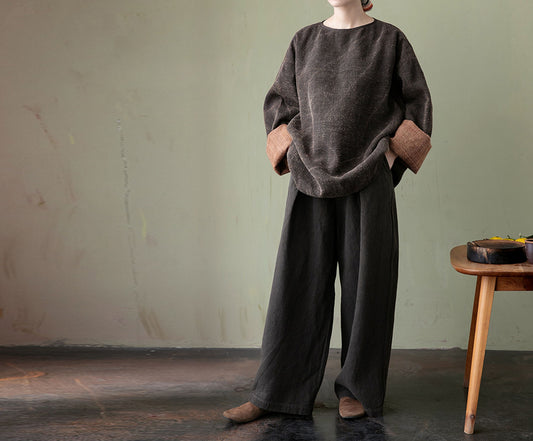 edoa Heavy Weight Mud Tussah Silk Top