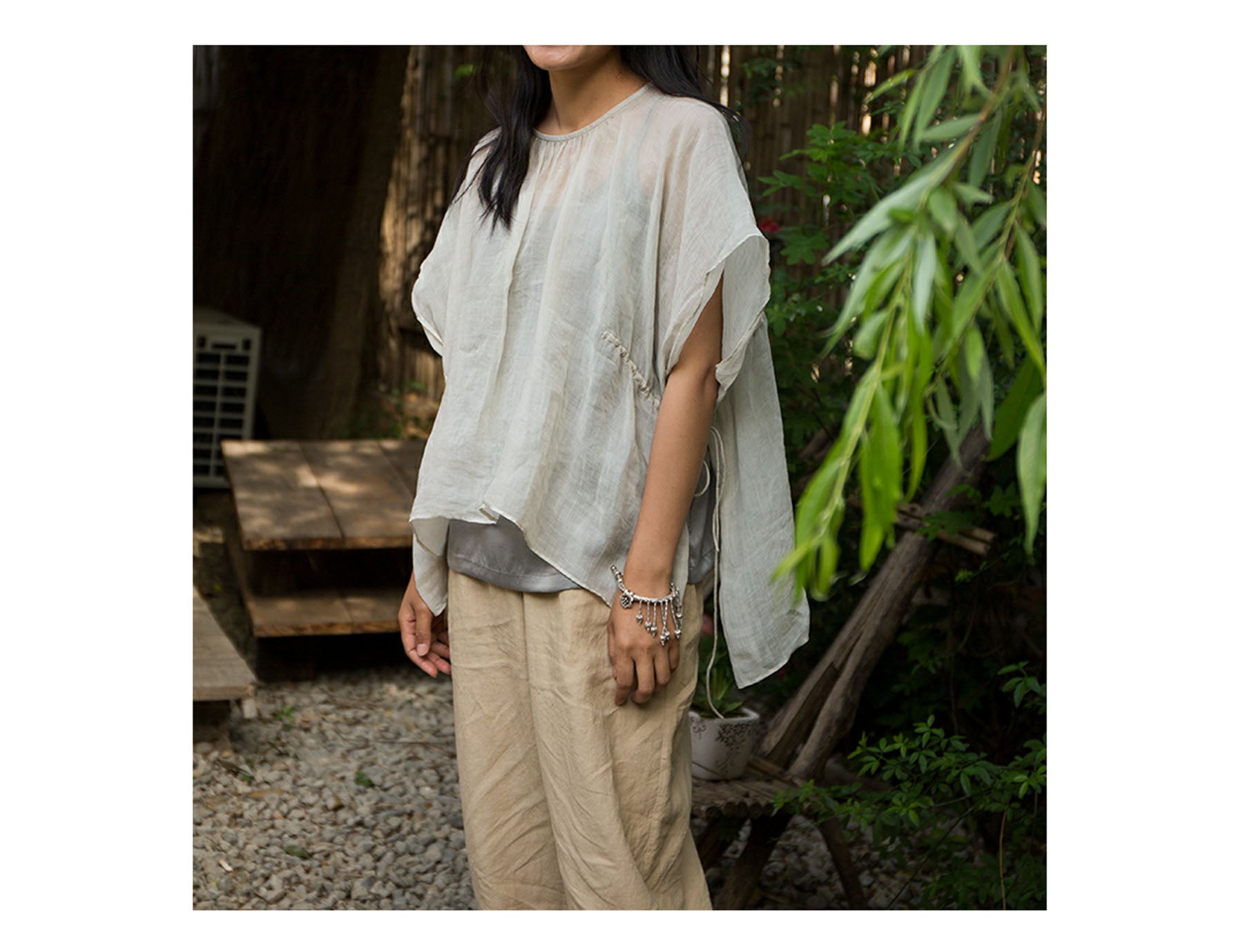 edoa High Counted Ramie Smock Tunic