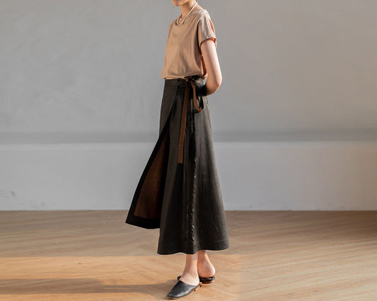 edoa Mud Silk Crepe Satin Wrap Skirt 