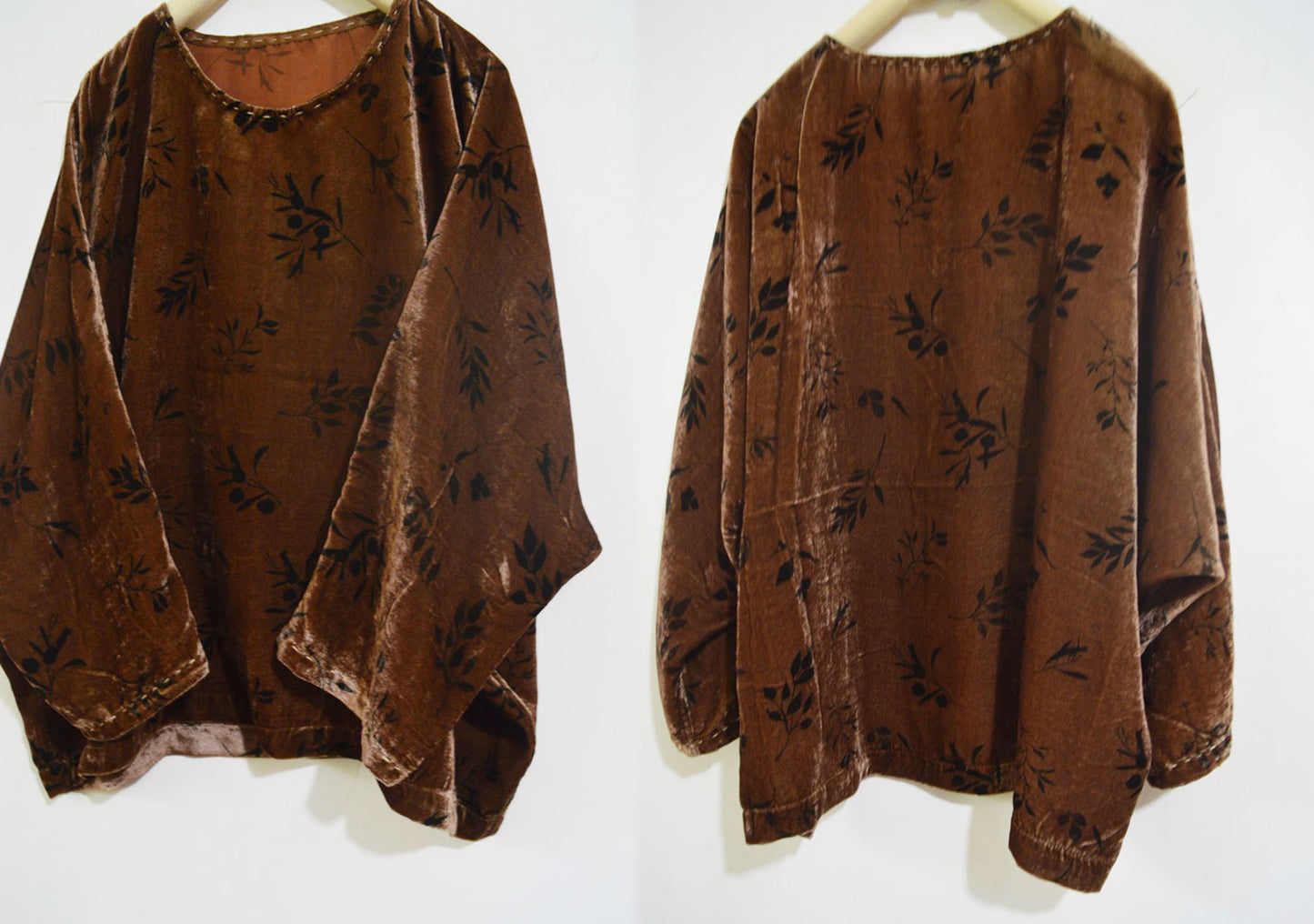 Loose Dioscorea Dyed Silk Velvet Long Sleeve T-shirt to0327 X021
