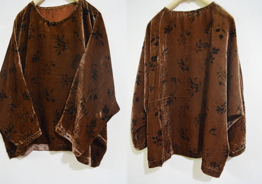 Loose Dioscorea Dyed Silk Velvet Long Sleeve T-shirt to0327 X021