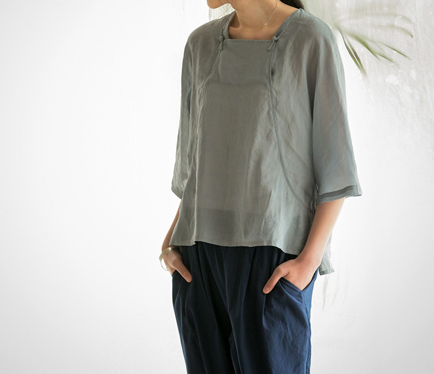 edoa Half Sleeve Ramie Cheongsam