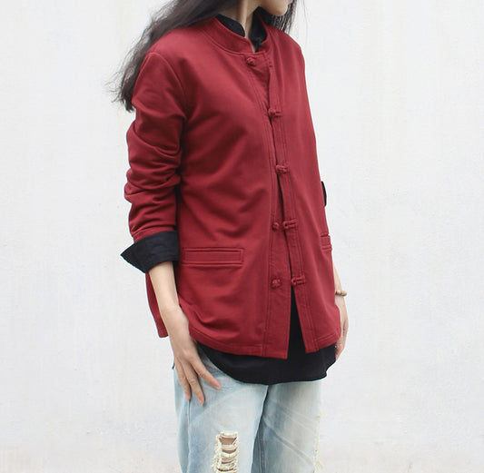 edoa Stand Collar French Terry Shirt