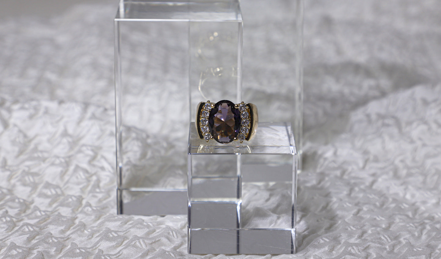 edoa Vintage Oval Amethyst Statement Ring