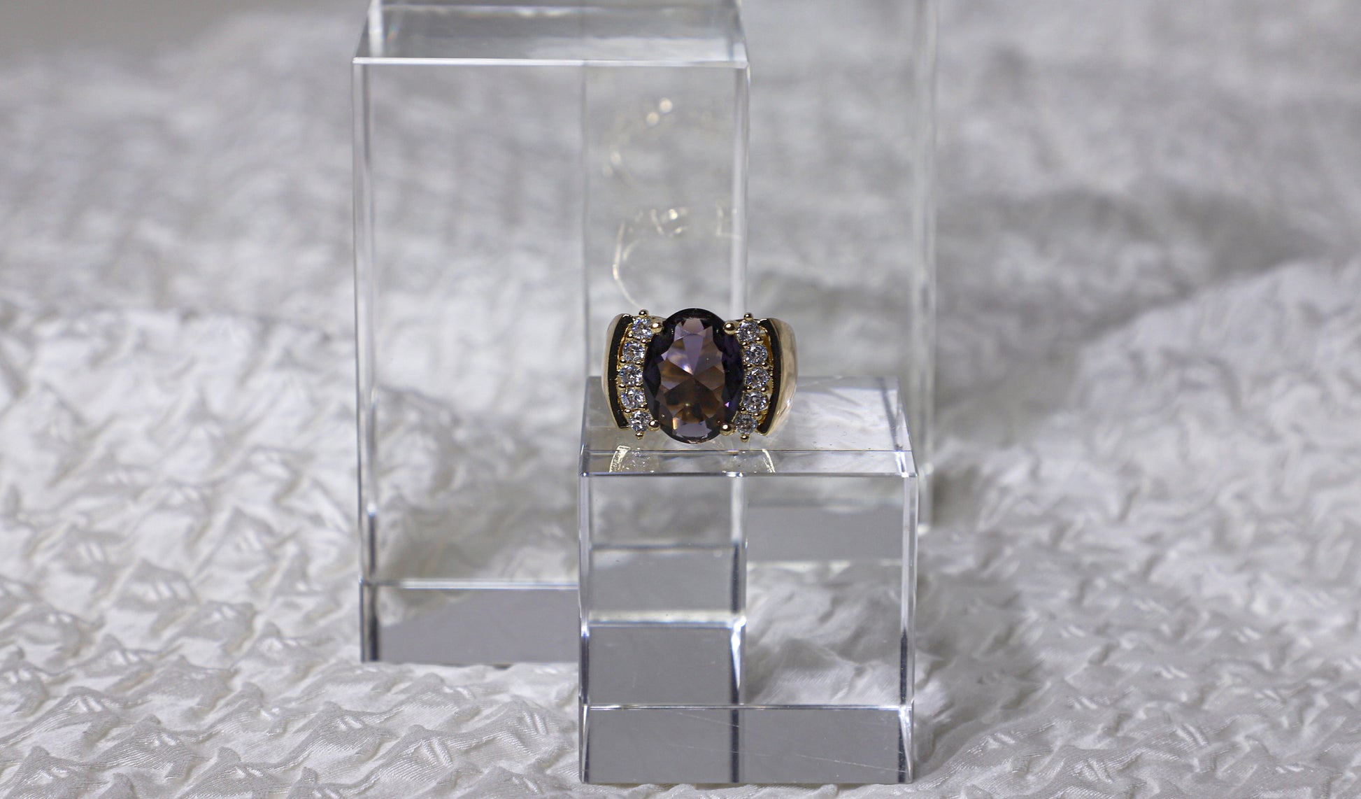 edoa Vintage Oval Amethyst Statement Ring