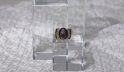 edoa Vintage Oval Amethyst Statement Ring