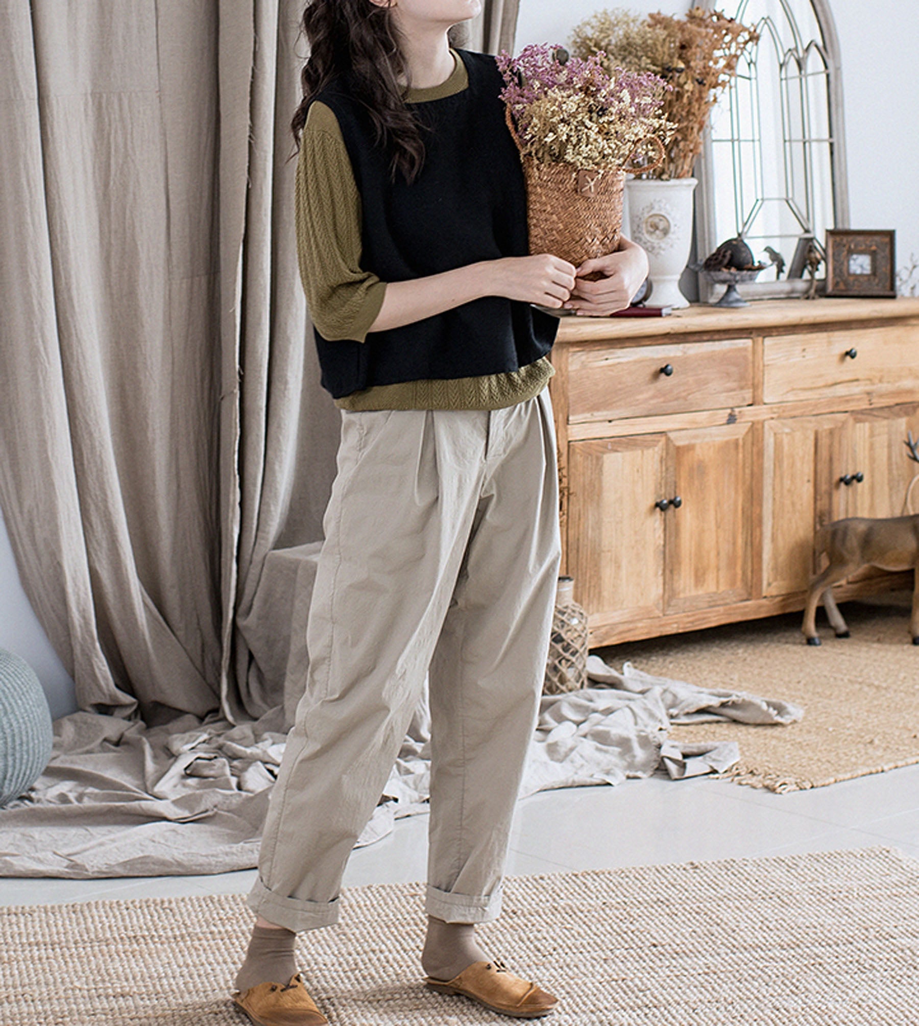 edoa Heavy Weight Washed Linen Vest 